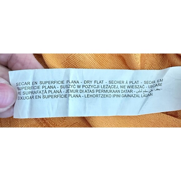 Zara Orange Floral Cap Sleeve Tie‎ Waist Stretch Midi Dress Sz M - Picture 14 of 16